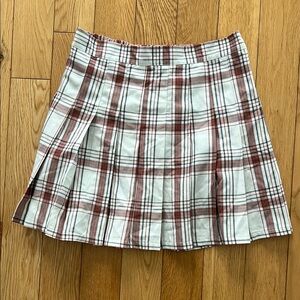 Aerie Plaid Mini Skirt in Brown and Cream